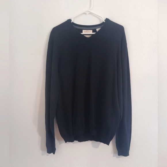 Weatherproof Other - Weatherproof Vintage Black Cotton Cashmere V-Neck Sweater Men's L